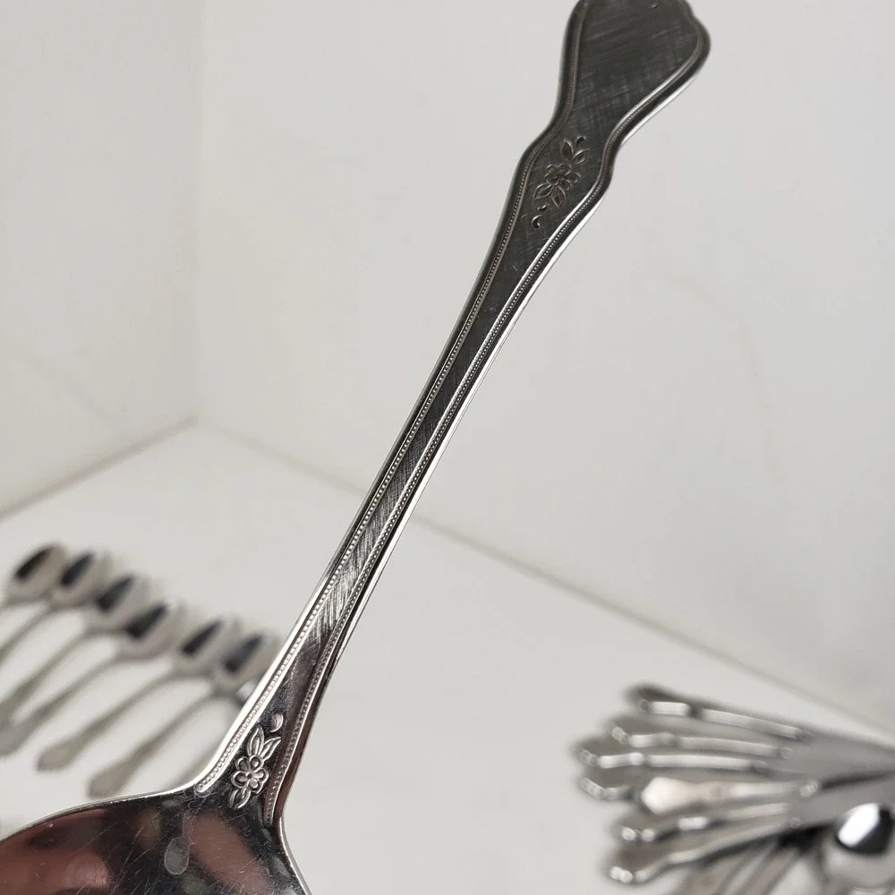 Oneida Profile Stainless Morning Blossom 47pc Floral Flatware Set With Serving